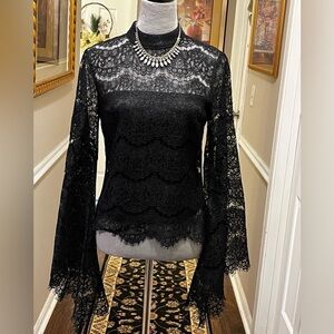 Beautiful Black, Long Sleeve, Lace Blouse.